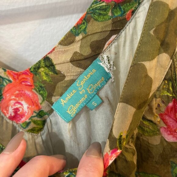 Amtica Santoria By Giacomo Cinque Pattern Sleeveless V-Neck Blouse Size Small - Picture 2 of 6